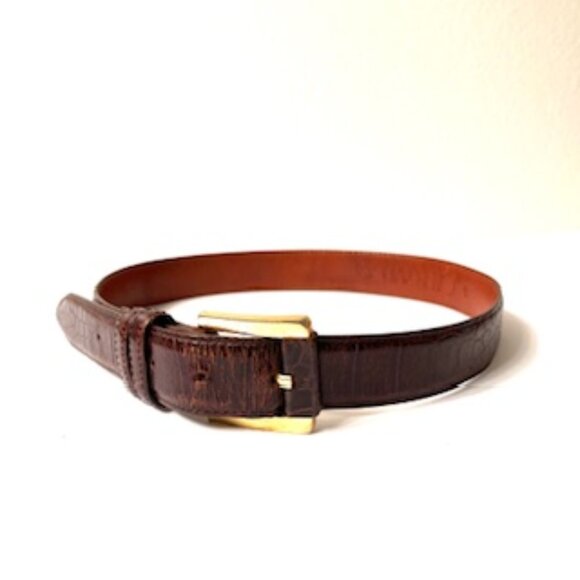 Joan & David Women’s Brown Vera Pelle Italian Belt with Metal Buckle, Size S - Picture 1 of 5